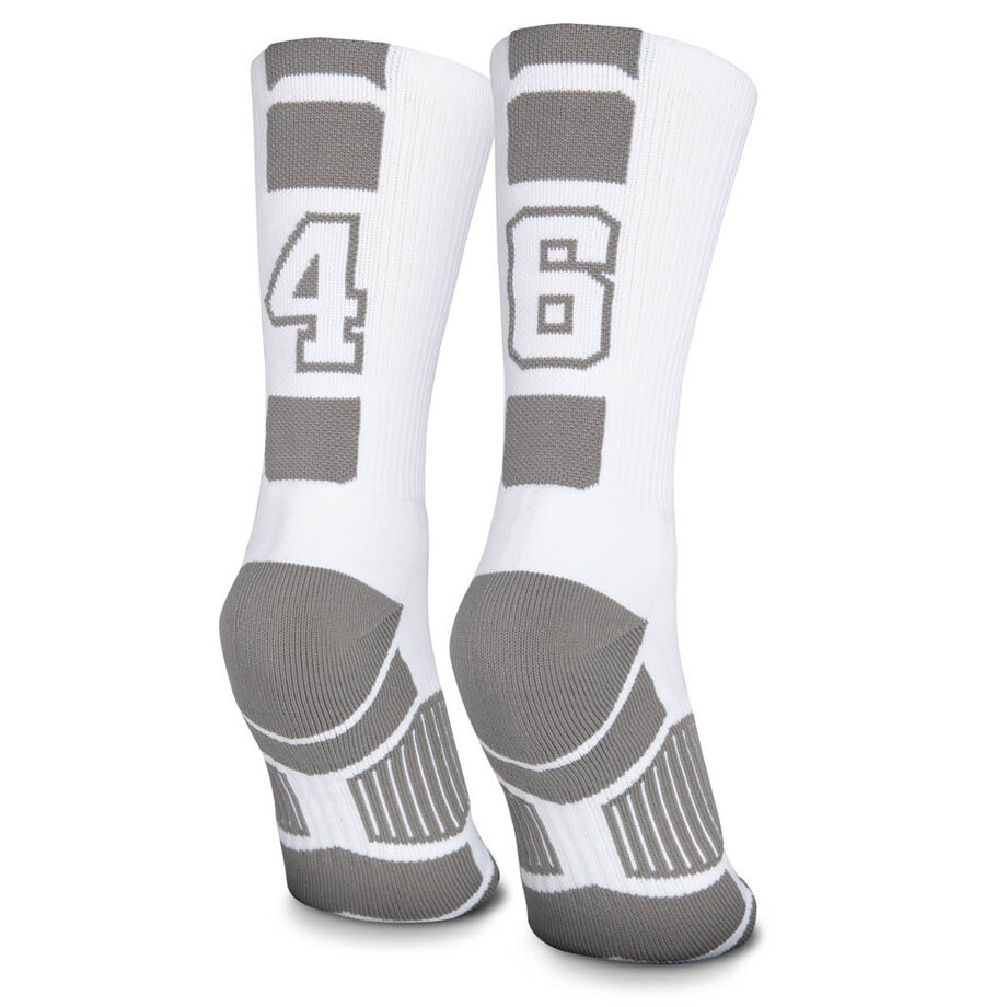 Team Number Woven Mid-Calf Socks - White/Gray