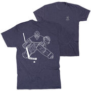 Hockey Short Sleeve T-Shirt - Hockey Goalie Sketch (Back Design)