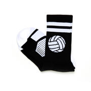 Volleyball Woven Mid-Calf Socks - Ball (Black/White)