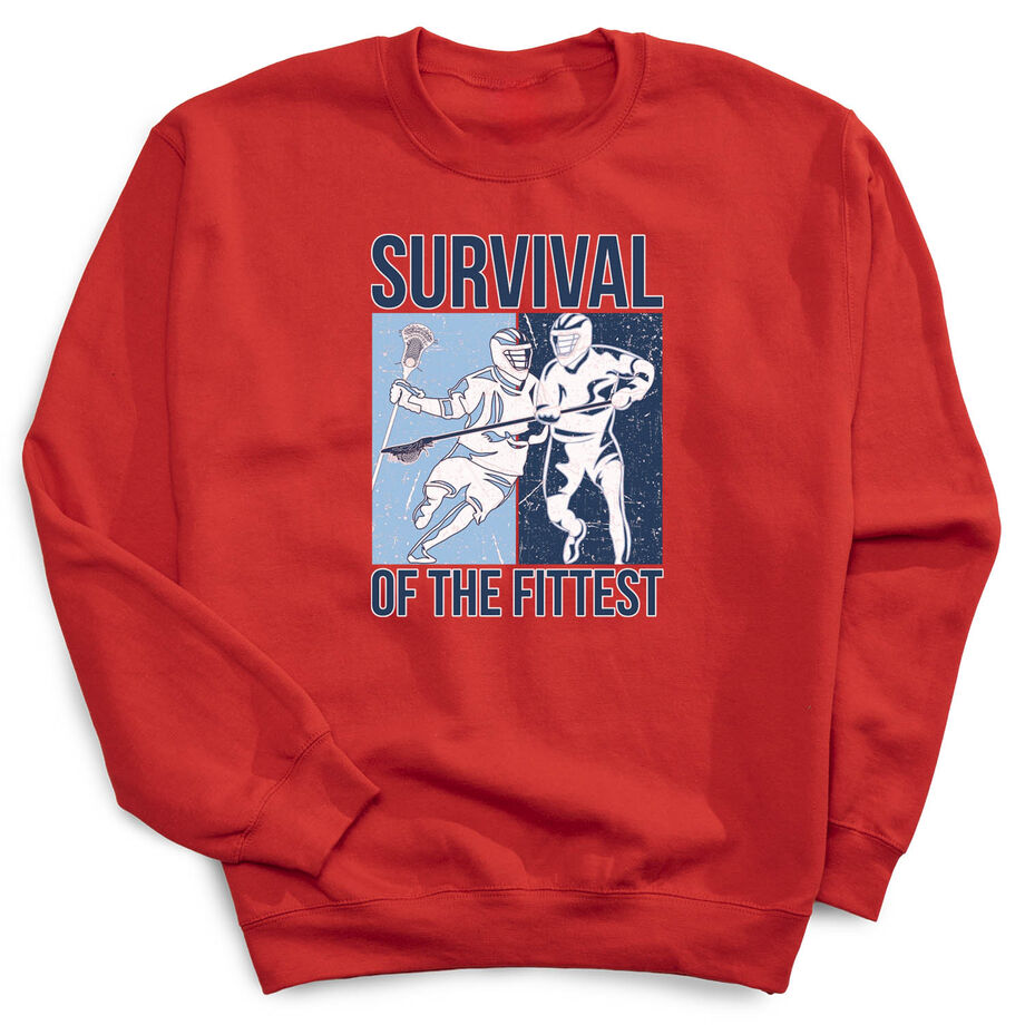 Guys Lacrosse Crewneck Sweatshirt - Survival of the Fittest