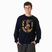 Guys Lacrosse Crewneck Sweatshirt - Play Hard, Chill Easy