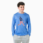 Baseball Long Sleeve Performance Tee - Baseball Stars and Stripes Player