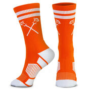 Guys Lacrosse Woven Mid-Calf Socks - Retro Crossed Sticks (Orange/White)