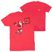 Basketball Short Sleeve T-Shirt - Slam Dunk Santa (Back Design)