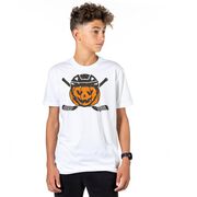 Hockey Short Sleeve T-Shirt - Helmet Pumpkin