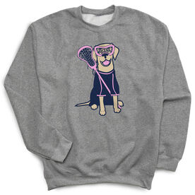 Girls Lacrosse Crewneck Sweatshirt - Lily The Lacrosse Dog