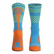 Girls Lacrosse Woven Mid-Calf Socks - Tropic (Blue/Green/Orange)