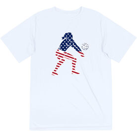 Volleyball Short Sleeve Performance Tee - Volleyball Stars and Stripes Player