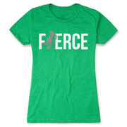 Field Hockey Women's Everyday Tee - Fierce Field Hockey Girl with Silver Glitter