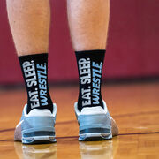 Wrestling Woven Mid-Calf Socks - Eat. Sleep. Wrestle.