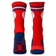 Baseball Woven Mid-Calf Socks - Red Striped