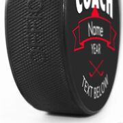 Personalized Thanks Coach with Player Hockey Puck
