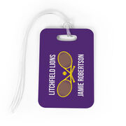 Tennis Bag/Luggage Tag - Personalized Text with Crossed Rackets