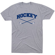 Hockey Tshirt Short Sleeve Hockey Crossed Sticks Logo