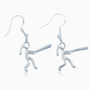 Silver Softball Girl (Stick Figure) Earrings