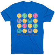 Softball Short Sleeve T-Shirt - Softball Makes Me Happy