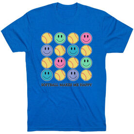 Softball Short Sleeve T-Shirt - Softball Makes Me Happy