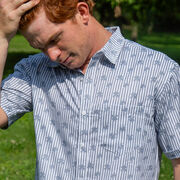 Hockey Performance Short Sleeve Button Down Shirt - Blue Line