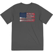 Guys Lacrosse Short Sleeve Performance Tee - American Flag