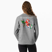 Hockey Crewneck Sweatshirt - He's Checking It Twice (Back Design)