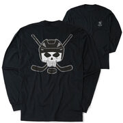 Hockey Tshirt Long Sleeve - Hockey Helmet Skull (Back Design)