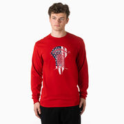 Guys Lacrosse Tshirt Long Sleeve - Patriotic Stick