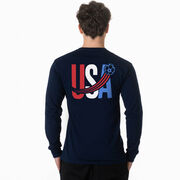 Soccer Tshirt Long Sleeve - USA Patriotic (Back Design)