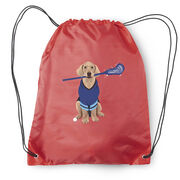Guys Lacrosse Drawstring Backpack - Laxer the Lacrosse Dog