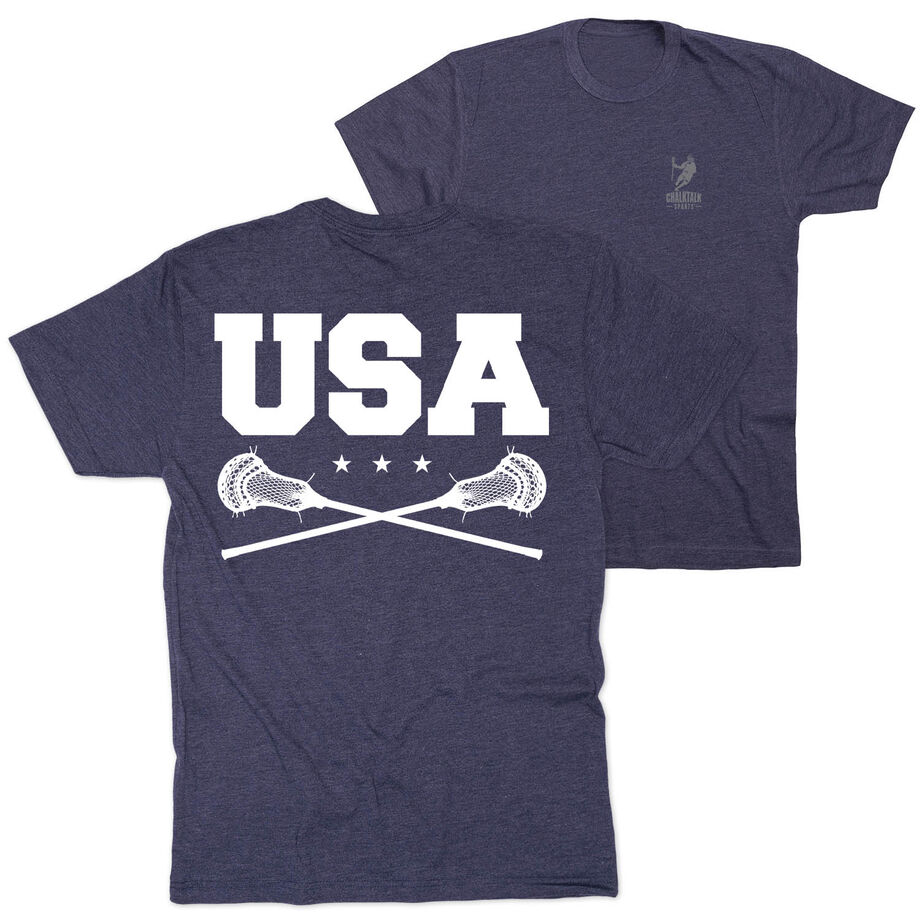 Guys Lacrosse Short Sleeve T-Shirt - USA (Back Design)