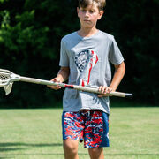 Guys Lacrosse Short Sleeve T-Shirt - Patriotic Stick