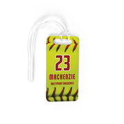 Softball Bag/Luggage Tag - Personalized Big Number with Softball Stitches