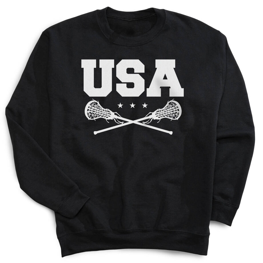 Girls Lacrosse Crew Neck Sweatshirt - USA Girls Lacrosse - Personalization Image
