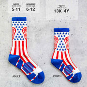 Lacrosse Woven Mid-Calf Socks - American Lax (Red/White/Blue)