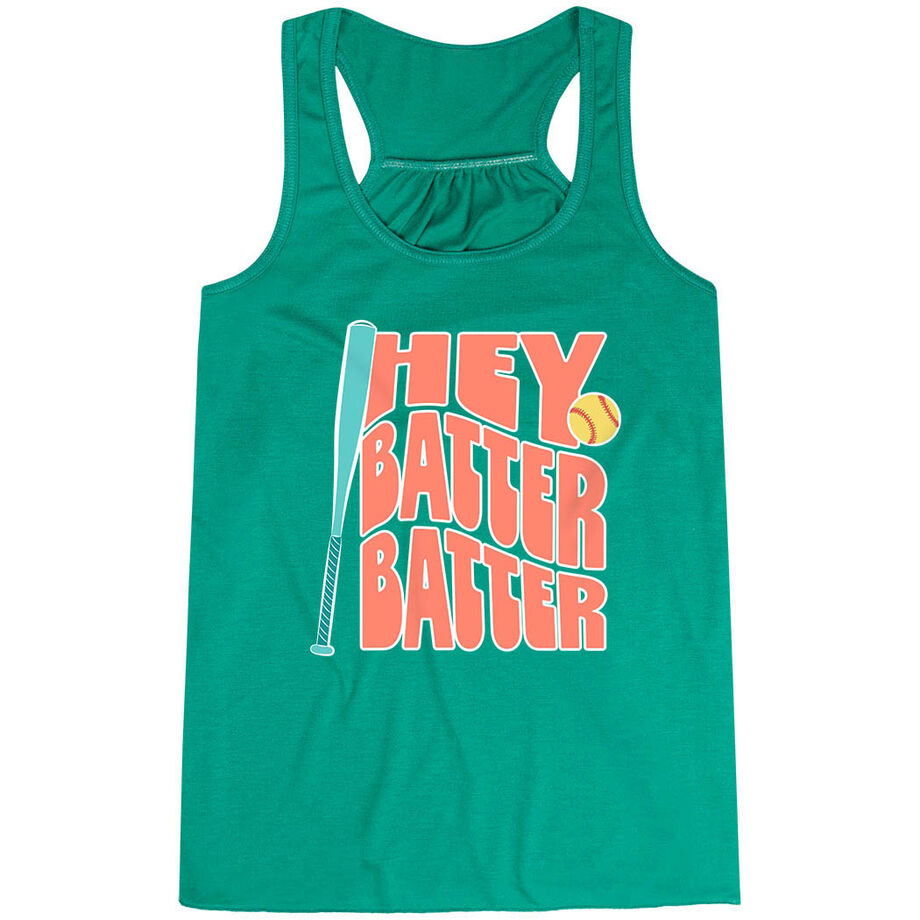 Softball Flowy Racerback Tank Top - Hey Batter Batter