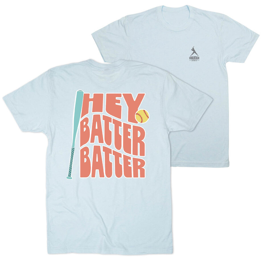 Softball Short Sleeve T-Shirt - Hey Batter Batter (Back Design)