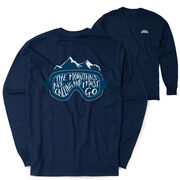 Skiing & Snowboarding Tshirt Long Sleeve - The Mountains Are Calling (Back Design)