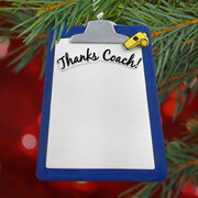 Thanks Coach Resin Ornament - Blue Clipboard (Ready to Sign!)