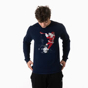 Guys Lacrosse Tshirt Long Sleeve - Santa Laxer