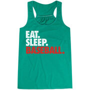Baseball Flowy Racerback Tank Top - Eat Sleep Baseball (Bold Text)