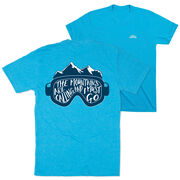 Skiing Short Sleeve T-Shirt - The Mountains Are Calling (Back Design)