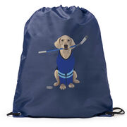 Hockey Drawstring Backpack - Puck The Hockey Dog 