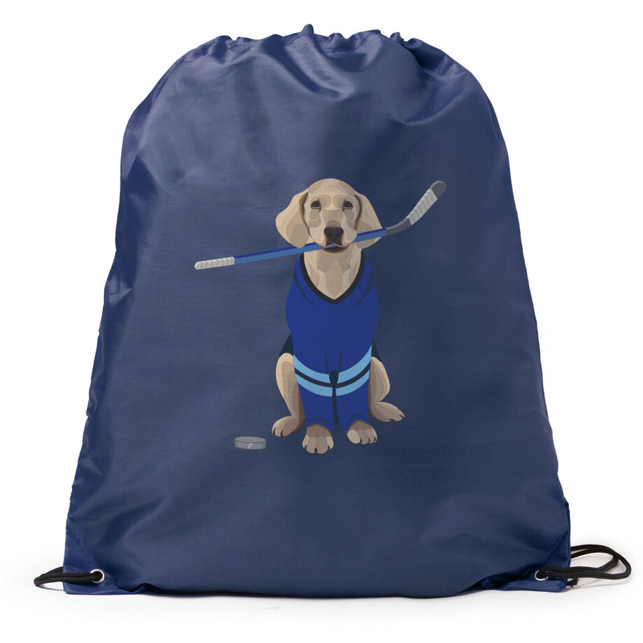 Hockey Drawstring Backpack - Puck The Hockey Dog 