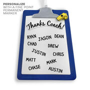 Thanks Coach Resin Ornament - Blue Clipboard (Ready to Sign!)