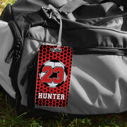 Soccer Bag/Luggage Tag - Personalized Soccer Ball with Dots Background