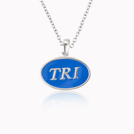 Sterling Silver and Blue Enamel Triathlon Necklace