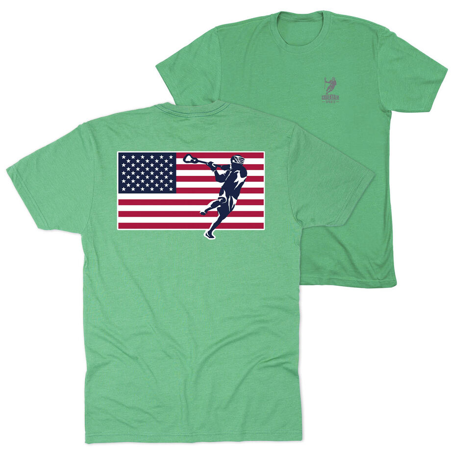 Guys Lacrosse Short Sleeve T-Shirt - Patriotic Lacrosse (Back Design)