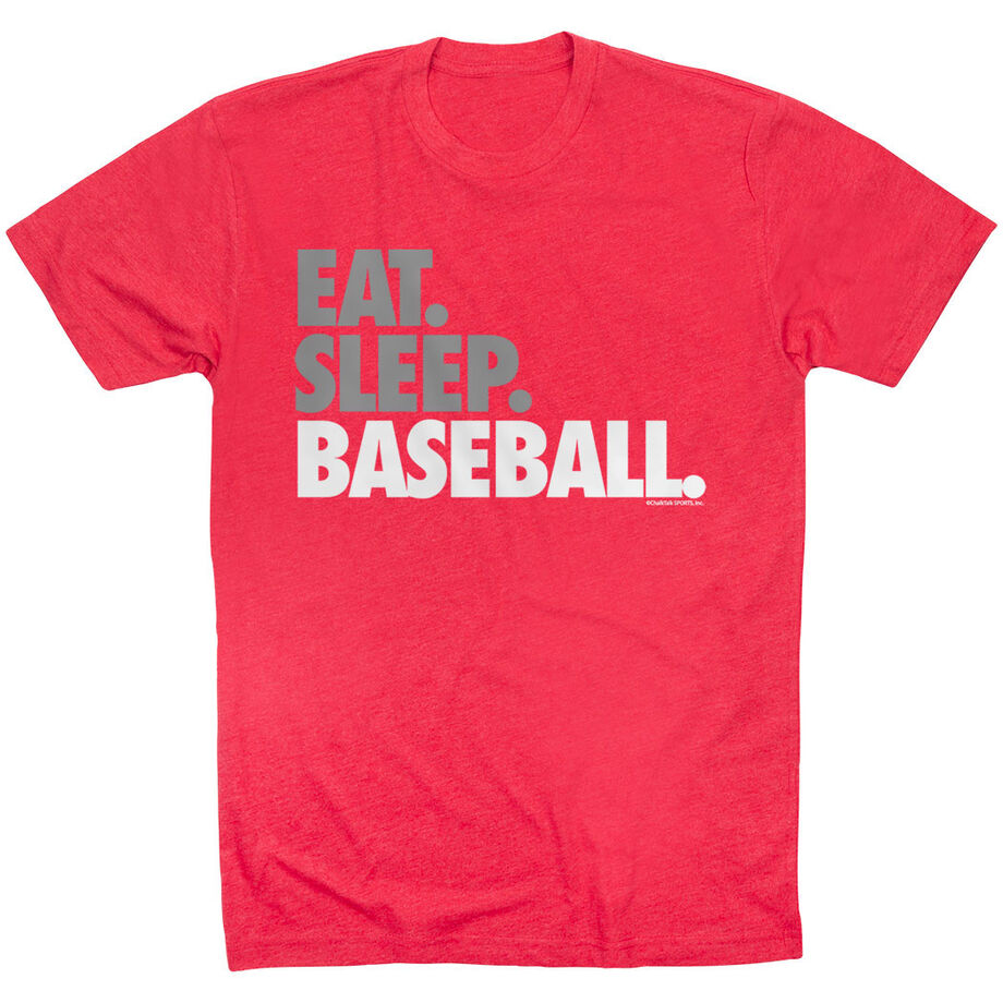 Baseball Tshirt Short Sleeve Eat Sleep Baseball Bold Text - Personalization Image