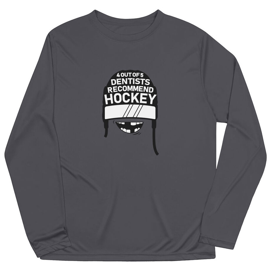 Hockey Long Sleeve Performance Tee - 4 Out Of 5 Dentists Recommend Hockey - Personalization Image