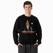 Guys Lacrosse Crewneck Sweatshirt - Slingin Heat In The High Noon