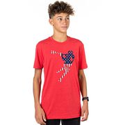 Guys Lacrosse Short Sleeve T-Shirt - American Flag Silhouette